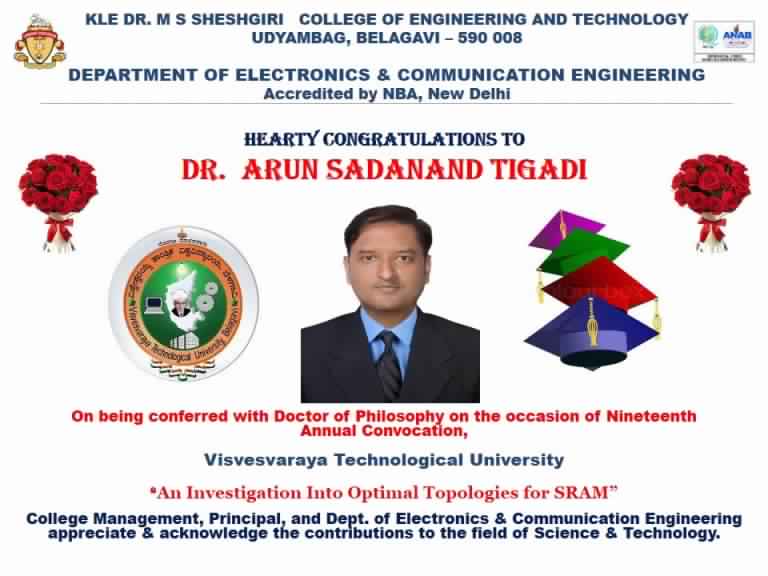 Read more about the article Ph.D. completion by Dr. Arun Sadanand Tigadi