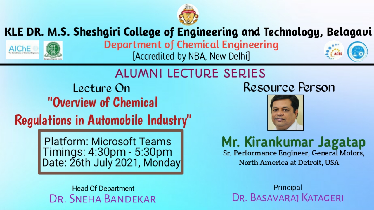 You are currently viewing Alumni Lecture on:  “Overview of Chemical Regulations in Automobile Industry”