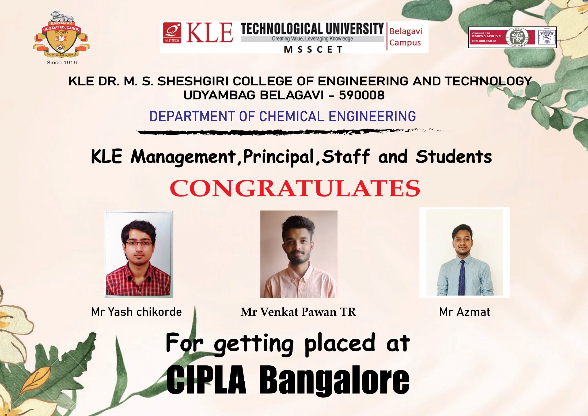 You are currently viewing Placement at CIPLA,Bangalore